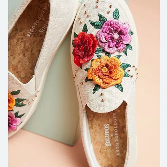 Soludos Anthropologie Bahia Floral Sneakers Women’s 8.5 - Picture 2 of 9